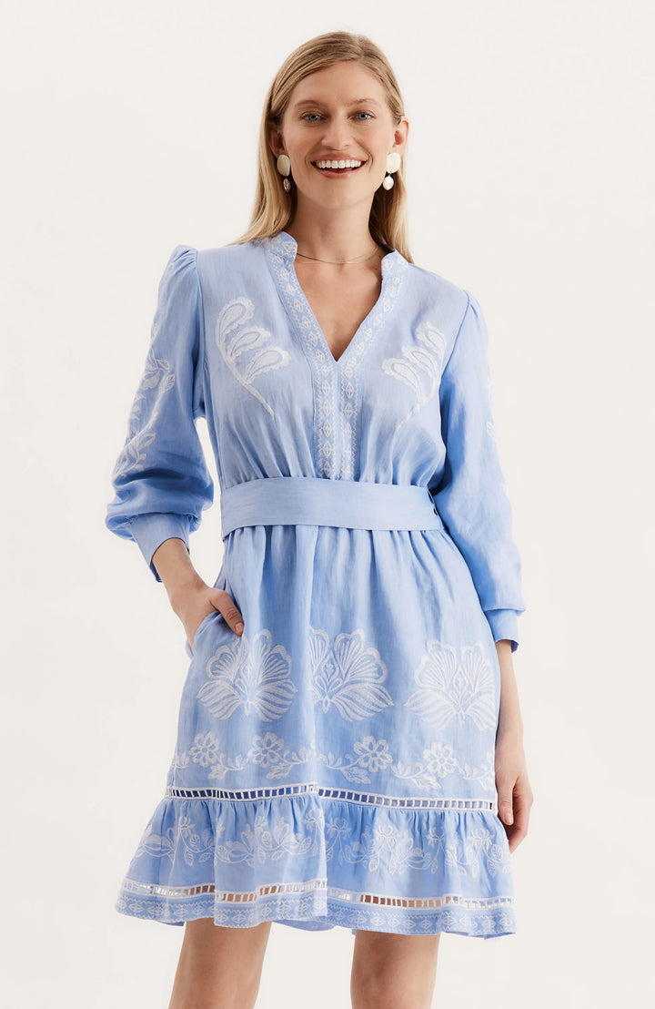 Nora Embroidered Mini Dress | Blue