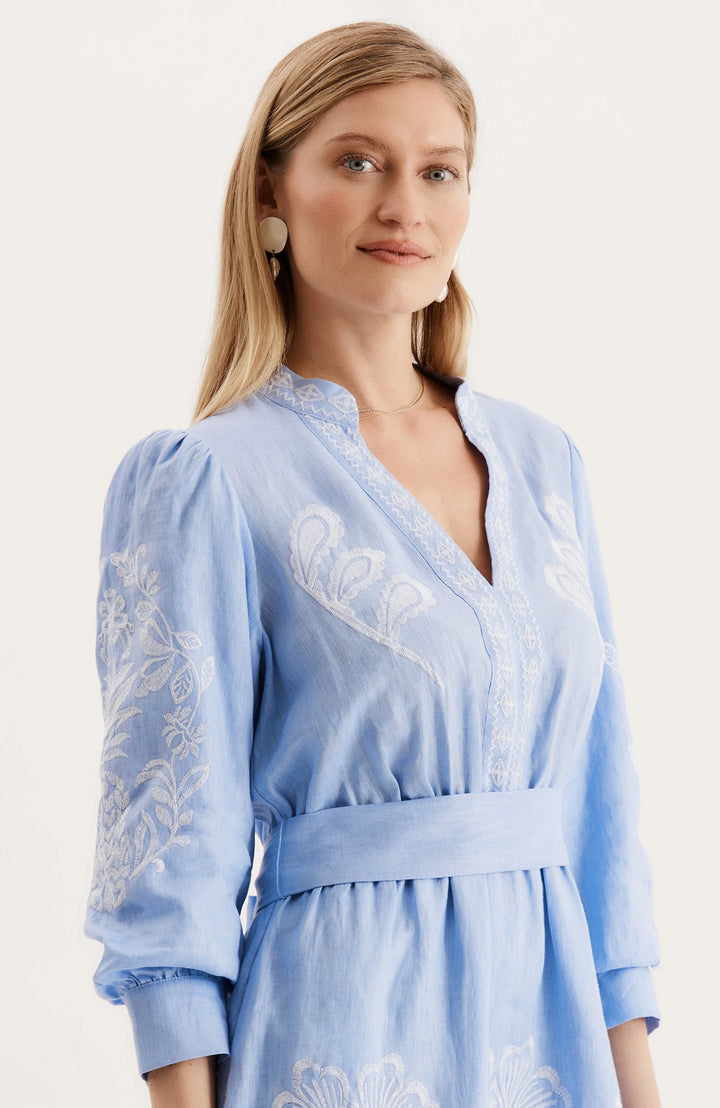 Nora Embroidered Mini Dress | Blue