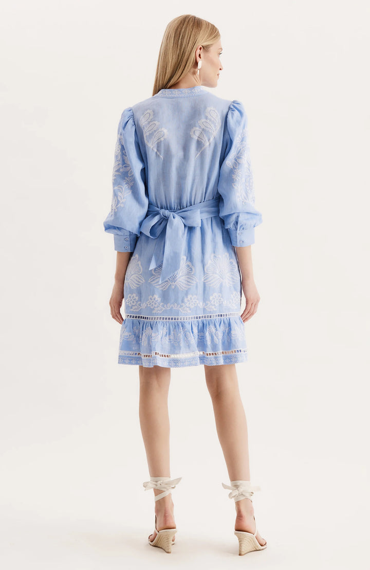 Nora Embroidered Mini Dress | Blue