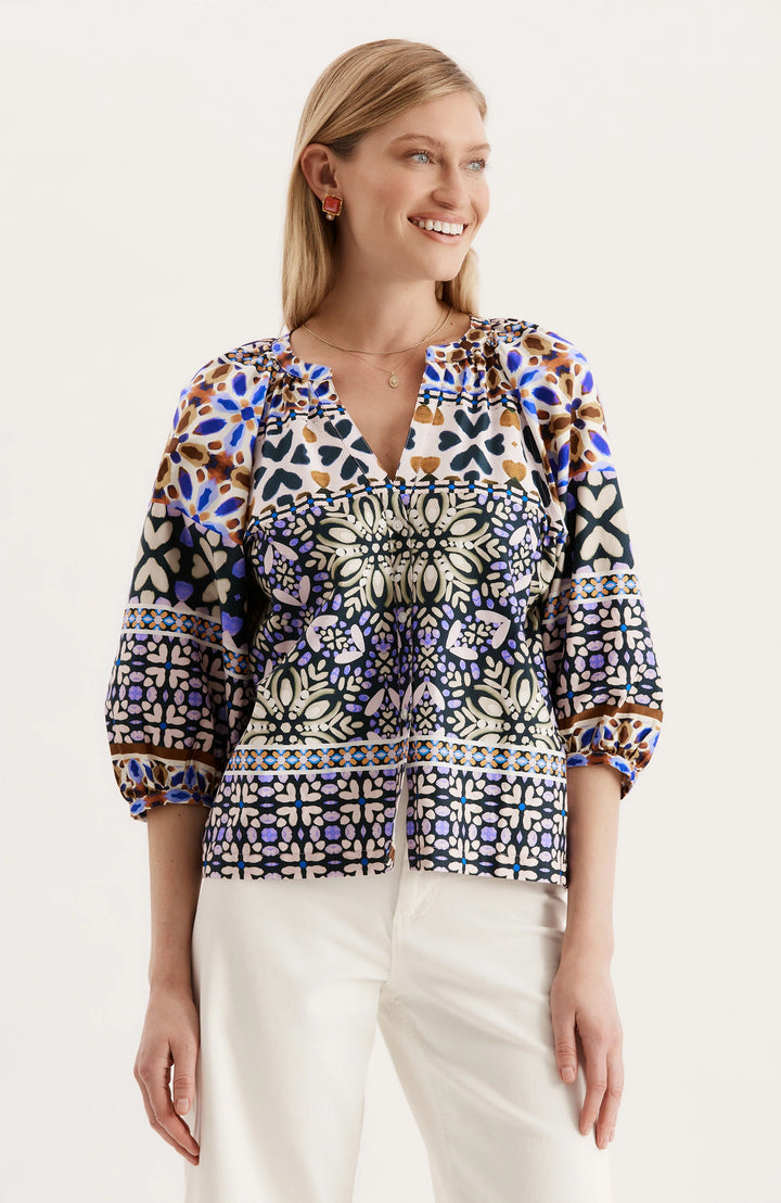 Harper Top | Blue Mosaic