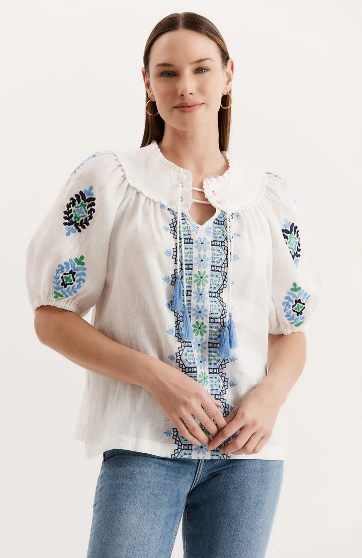 Margarita Embroidered Top | White