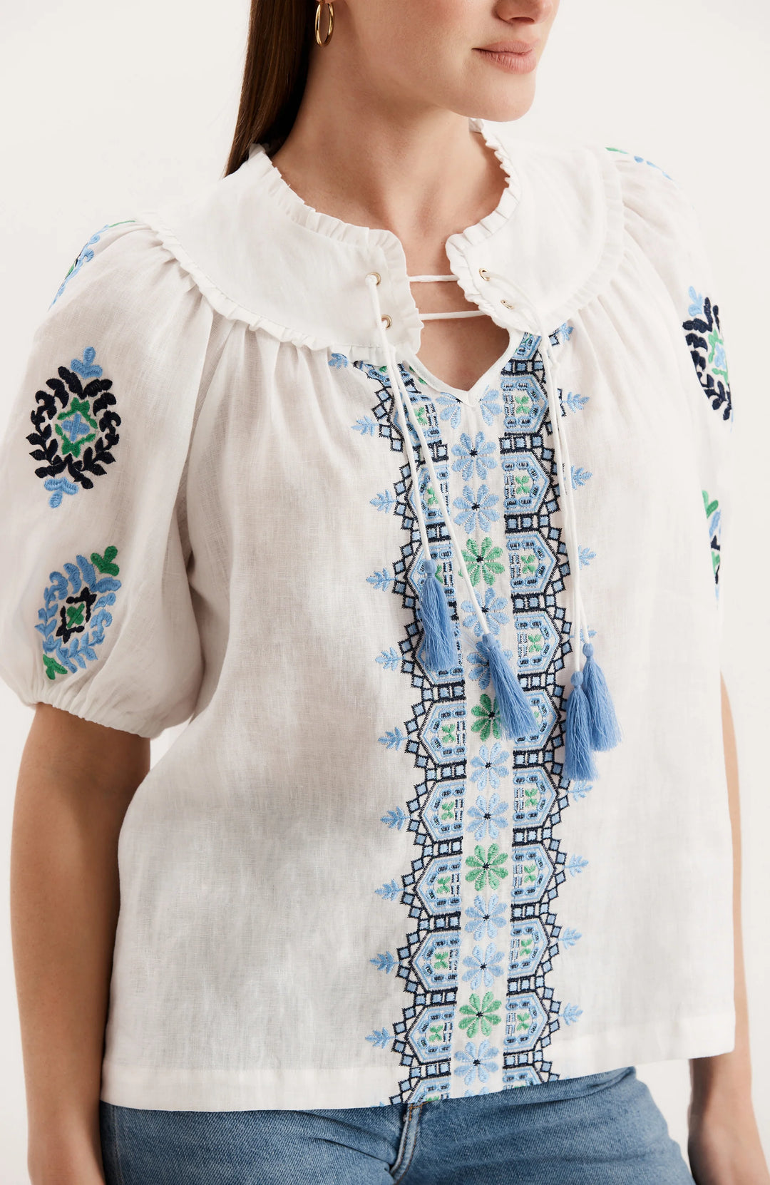 Margarita Embroidered Top | White