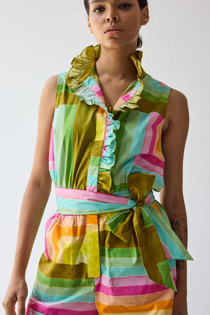 Frilled Romper | Concentric Squares