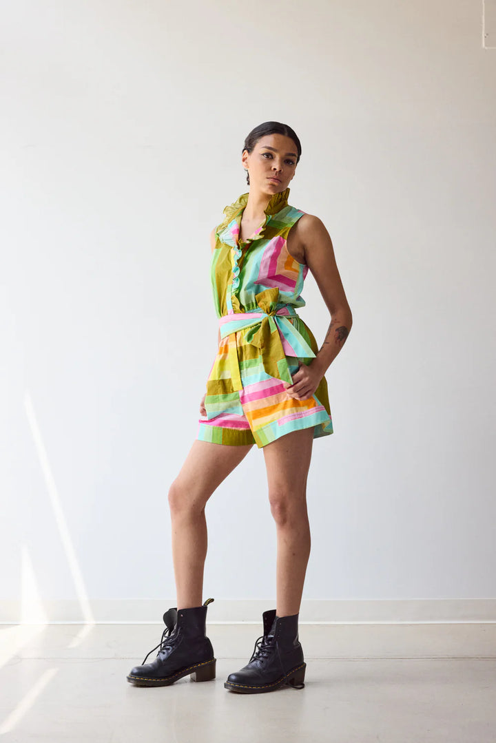 Frilled Romper | Concentric Squares