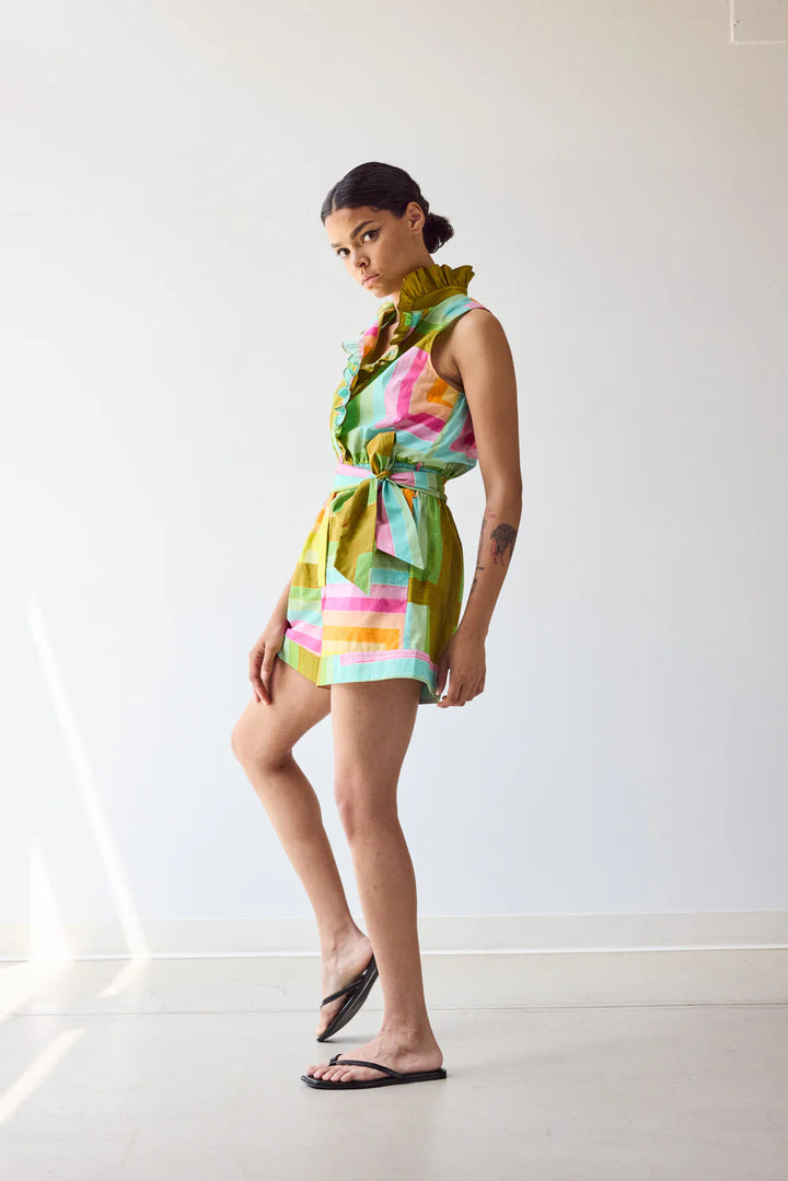 Frilled Romper | Concentric Squares