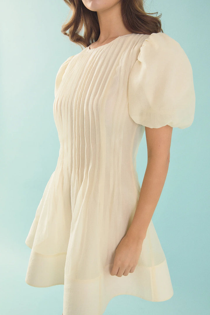 Pintuck Mini Dress | Ivory