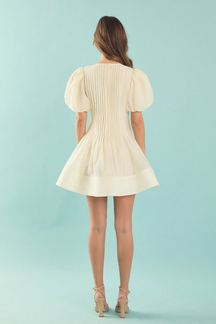 Pintuck Mini Dress | Ivory