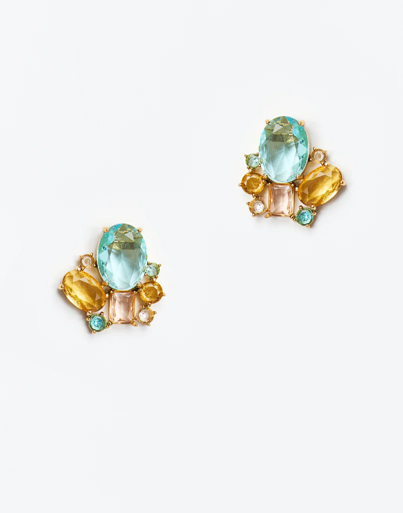 Haley Cluster Convertible Earring | Blue Gold