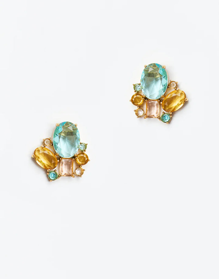 Haley Cluster Convertible Earring | Blue Gold