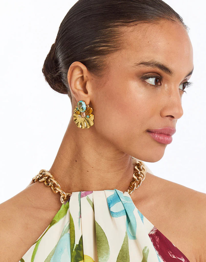 Haley Cluster Convertible Earring | Blue Gold