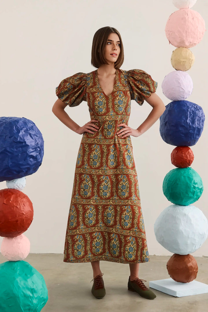 Harrison Dress | Amber Green Brown