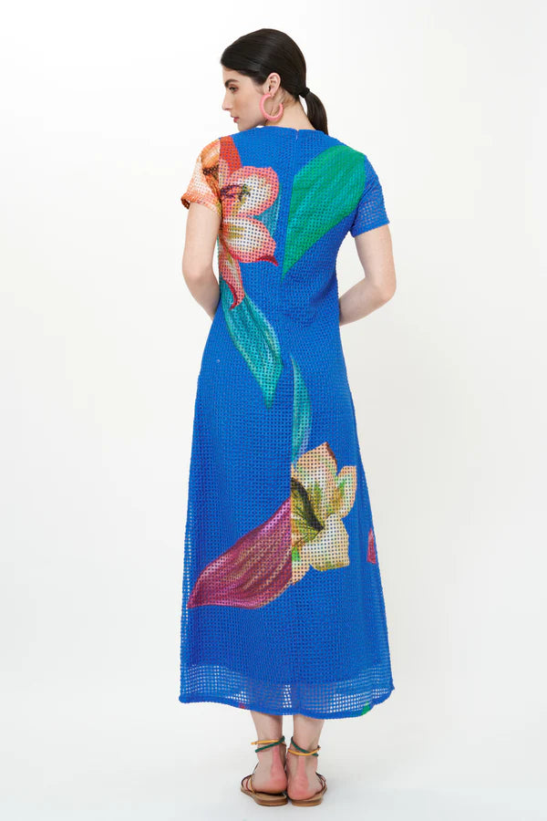 Short Sleeve Shift Maxi | Hibiscus Blue