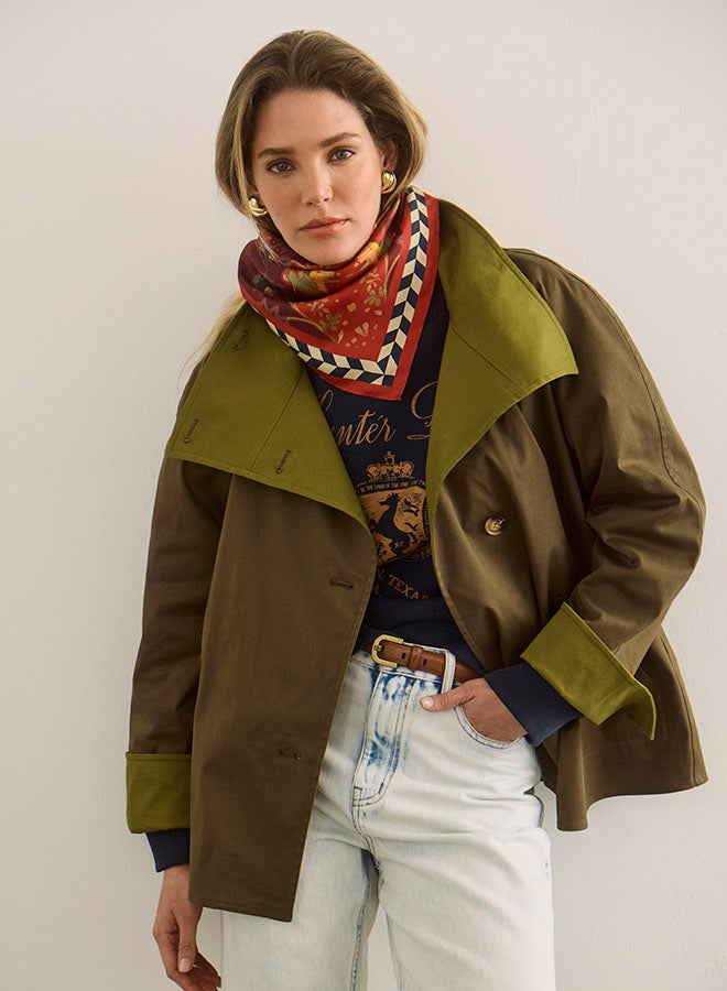 Howell Cropped Trench | Khaki Brown