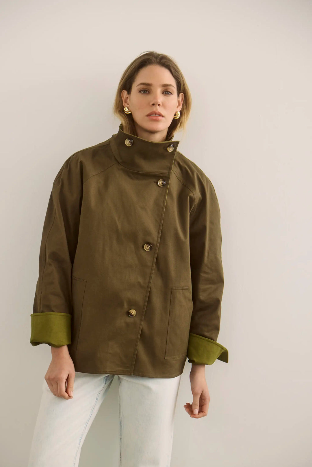 Howell Cropped Trench | Khaki Brown