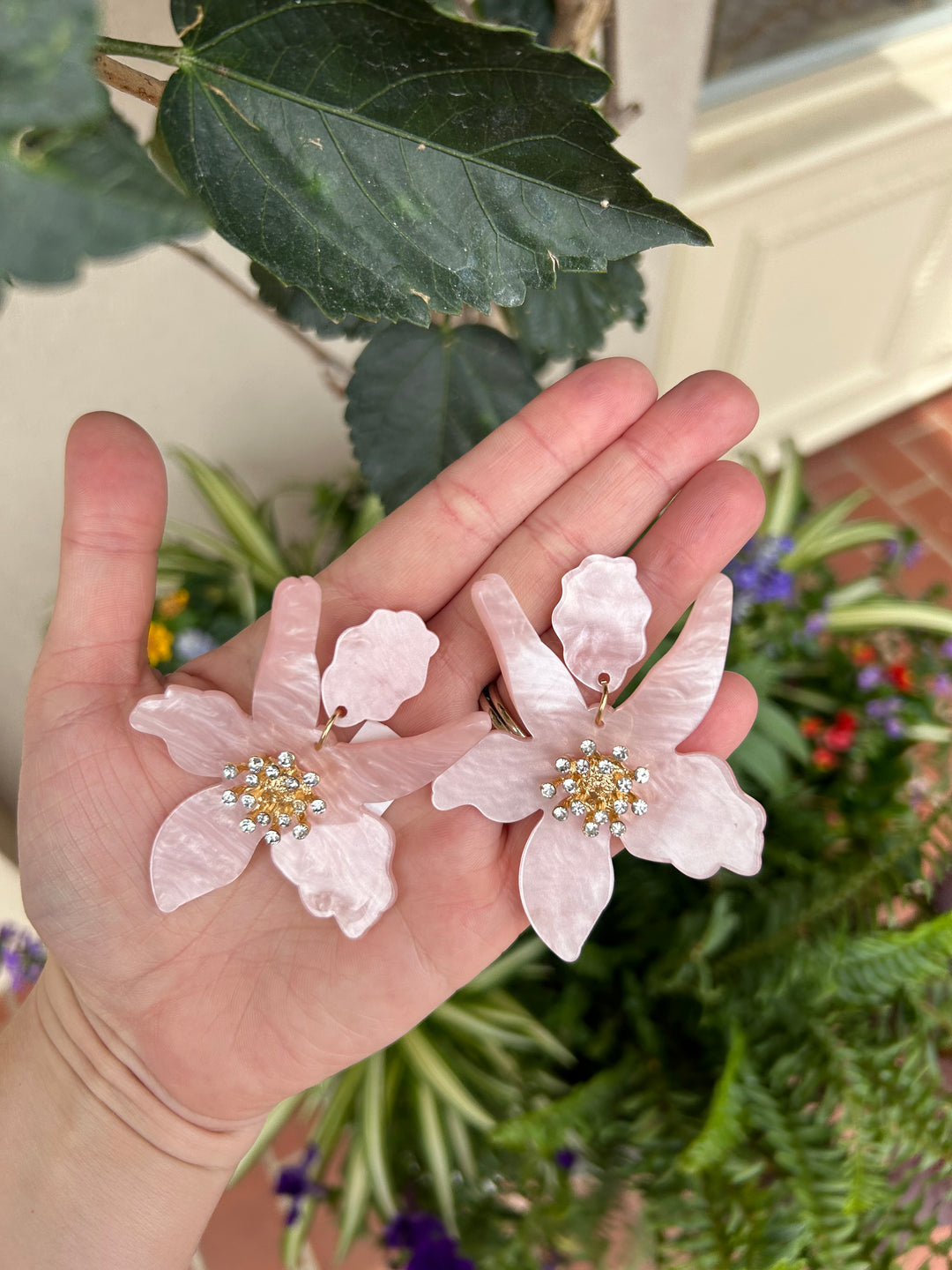 Oversized Acrylic Flower Statement Earrings