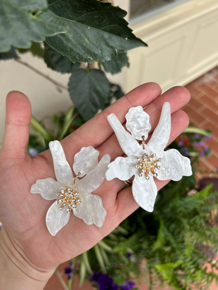 Oversized Acrylic Flower Statement Earrings