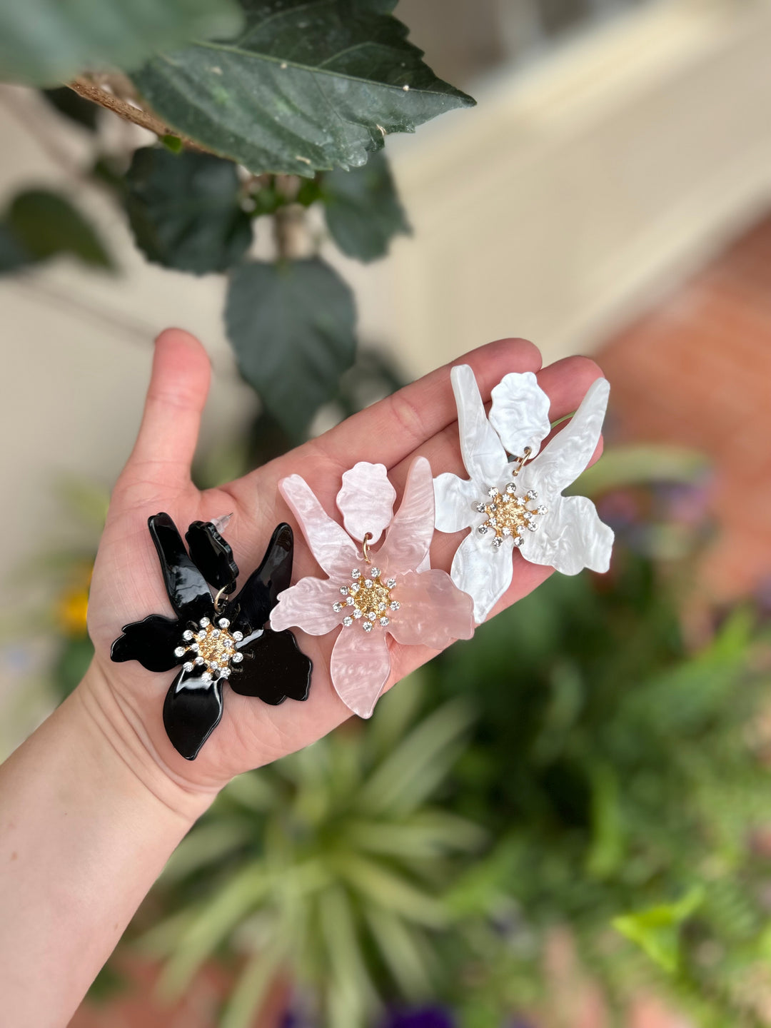 Oversized Acrylic Flower Statement Earrings