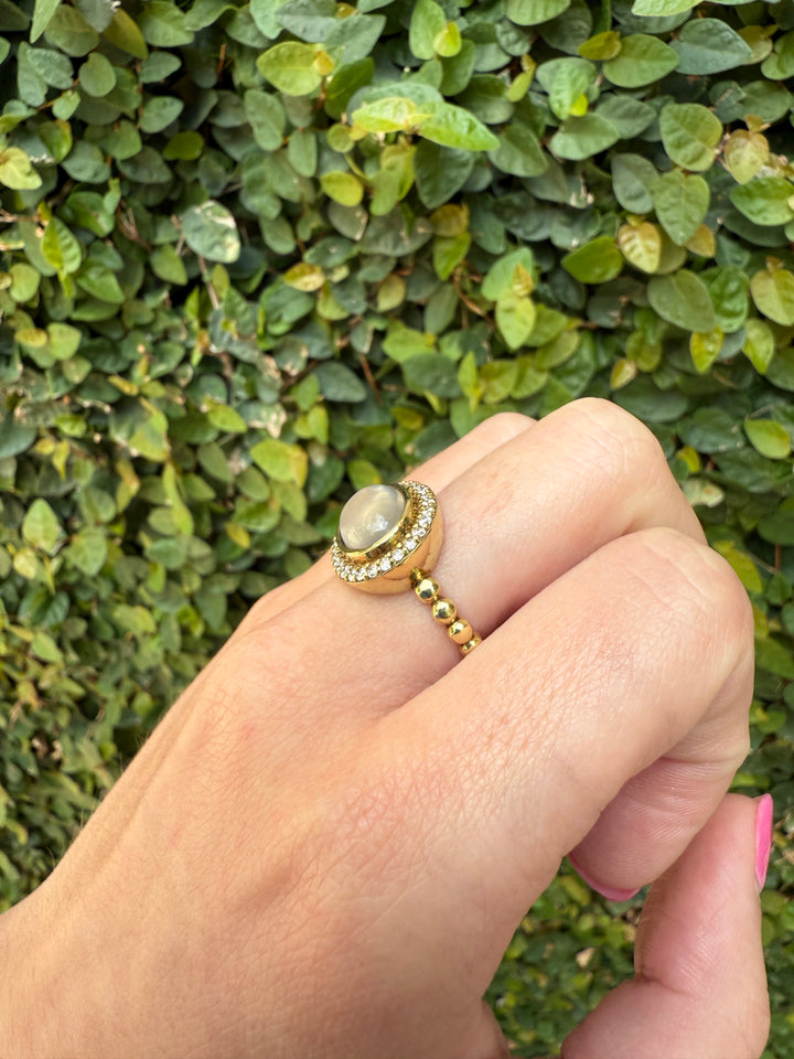 14kt 5.68 Moonstone Ring .42 TCW