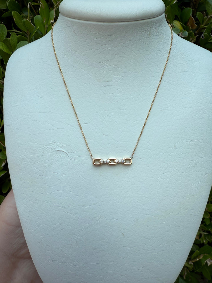 14K small chain link necklace 0.08ct