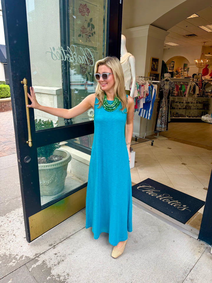 Slub Sleeveless Maxi Dress with Pockets | +Colors