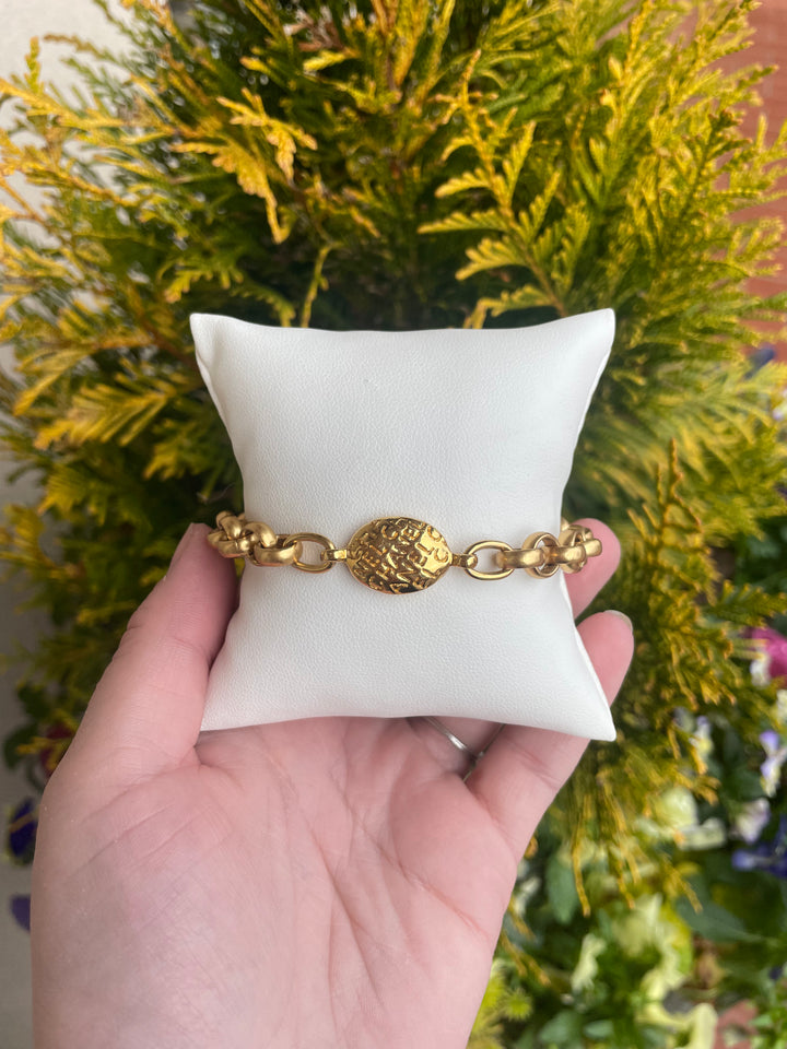 Gold Chain Bracelet with Chanel Charm