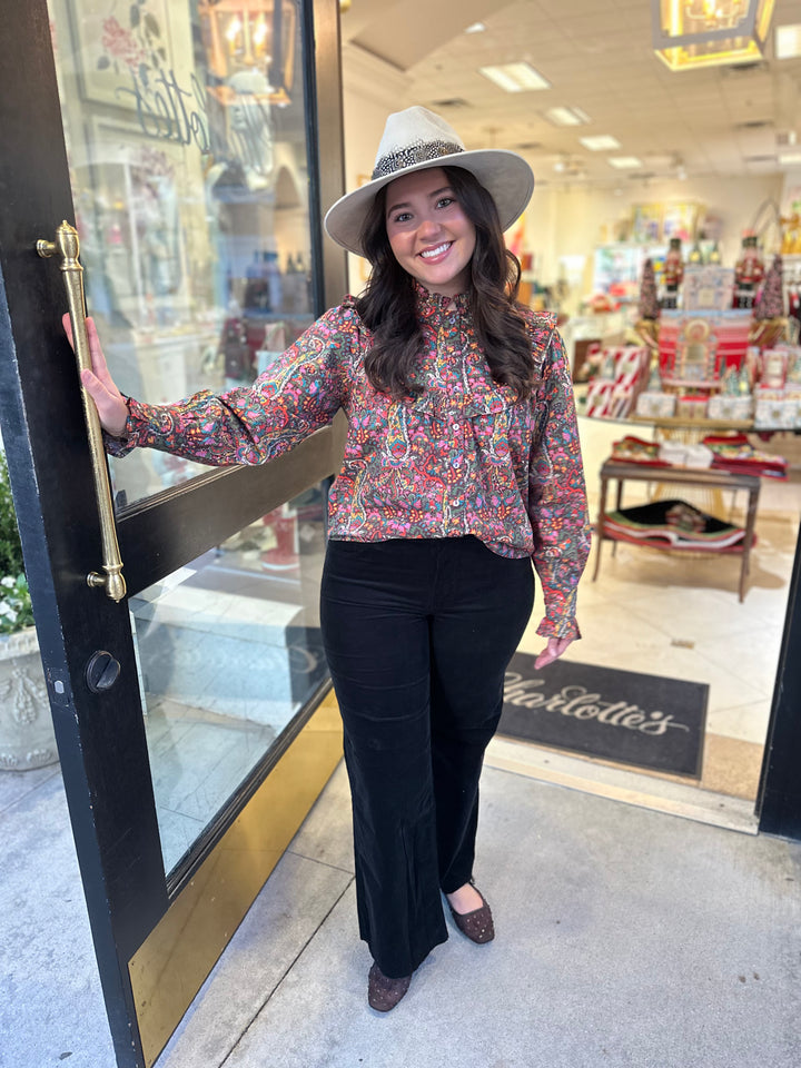 Meg High Rise Wide Leg Jeans | Black Corduroy