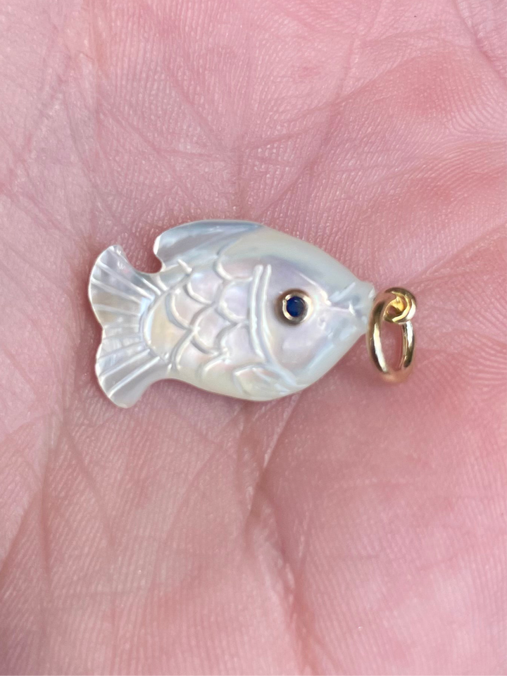 14kt Fish Mother of Pearl Pendents