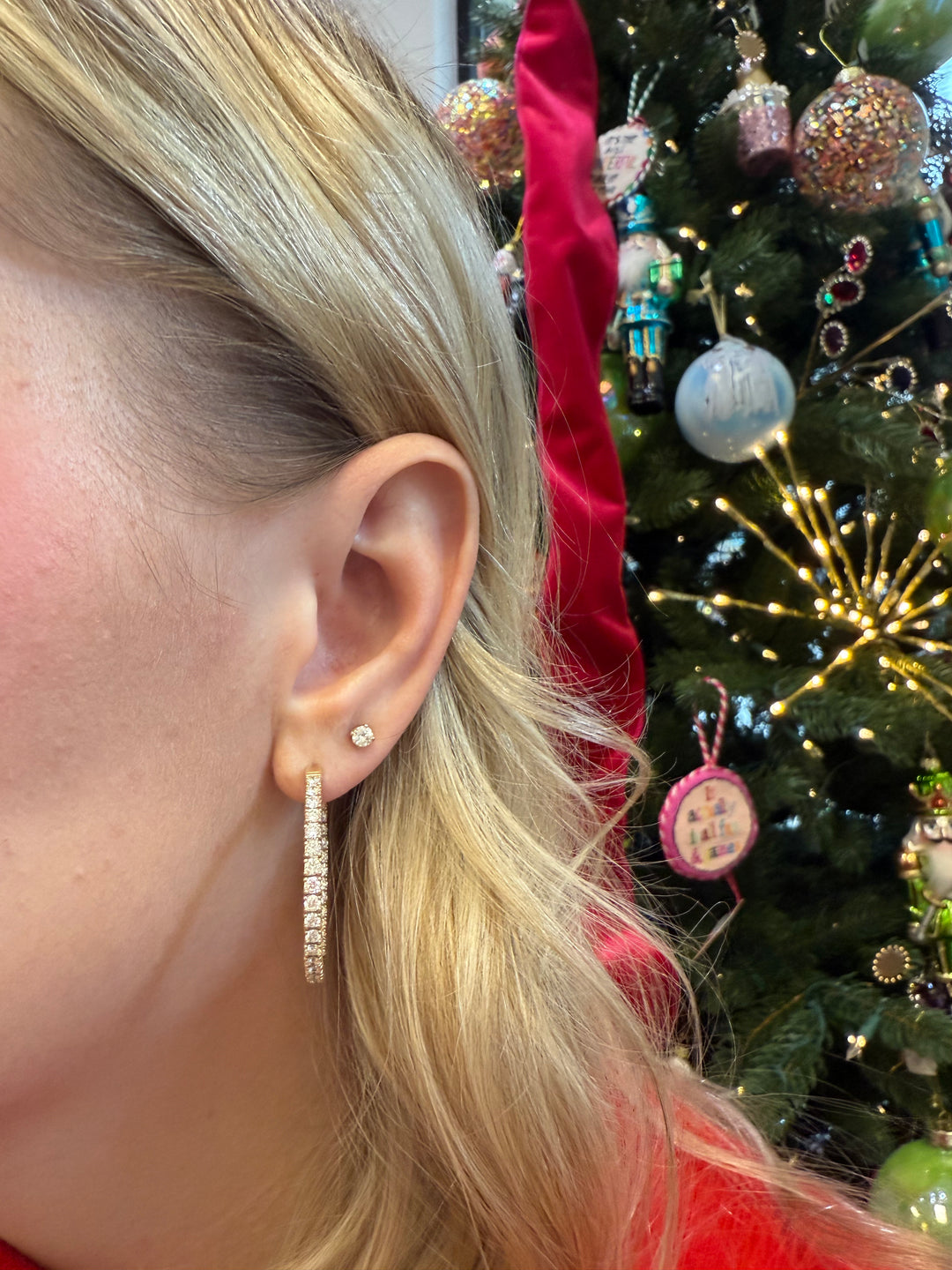 14kt 3ct Diamond Hoops E5693