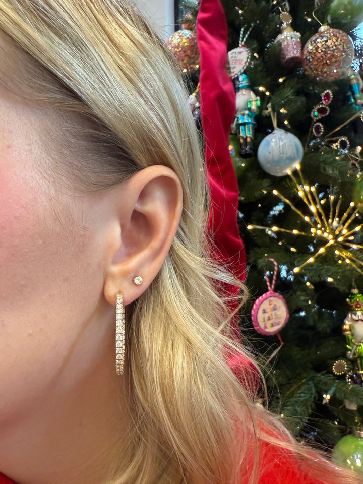 14kt 3ct Diamond Hoops E5693