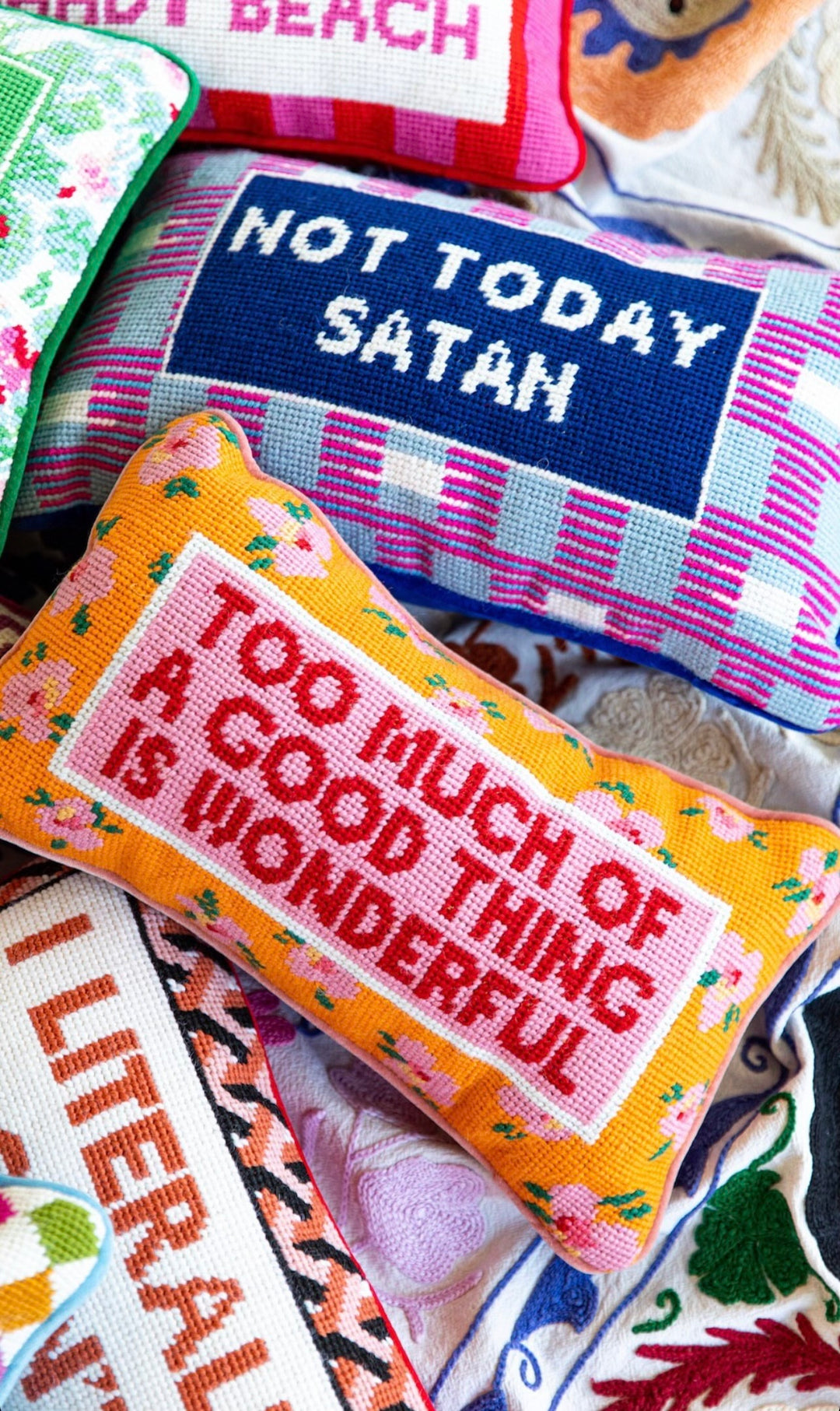 TOO MUCH NEEDLEPOINT PILLOW