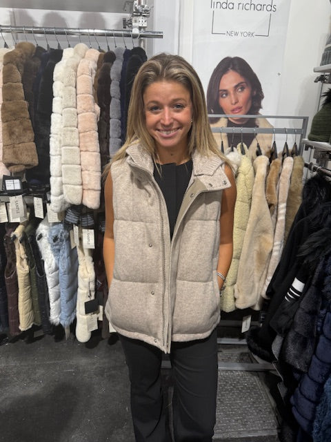 Wool and Goose Down Vest | Taupe