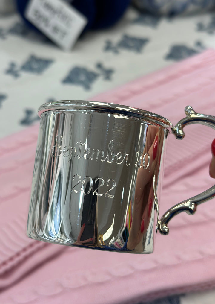 Hand Engraved Sterling Silver Baby Cup