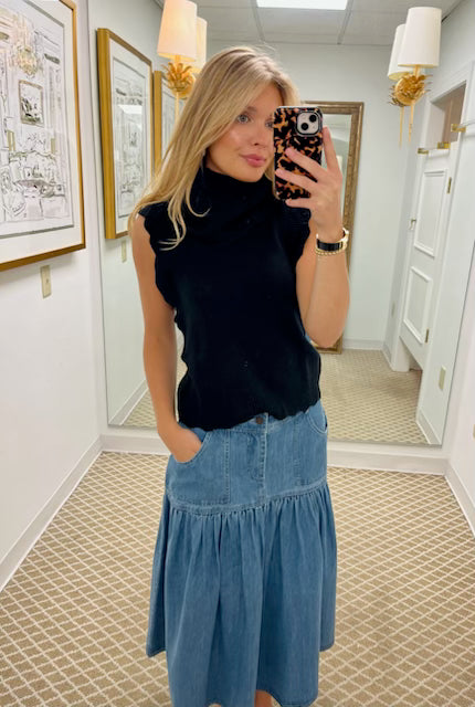 Heather Convertible Sweater | Black