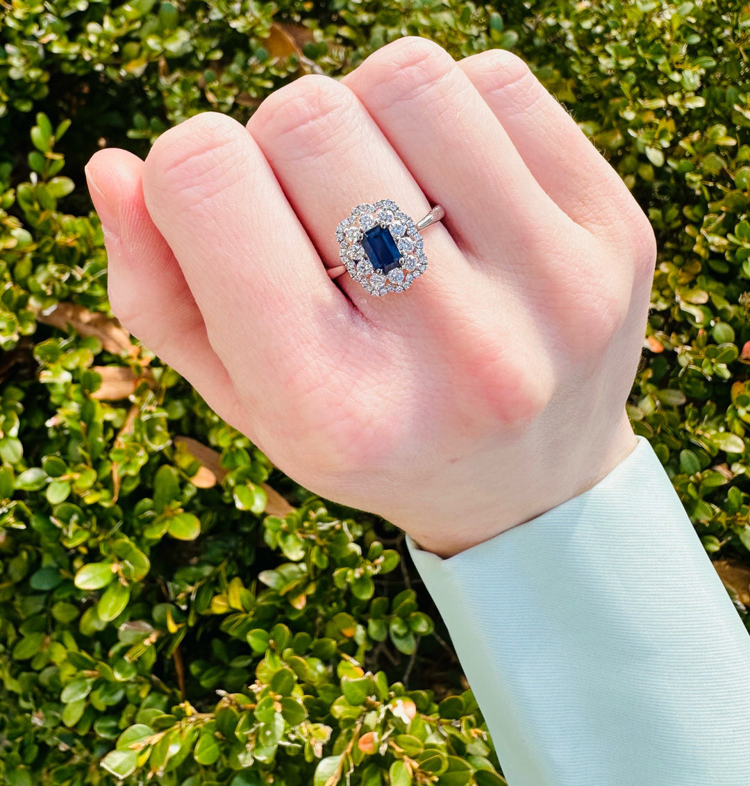 Blue Sapphire .67cttw & Diamond .51cttw Ring