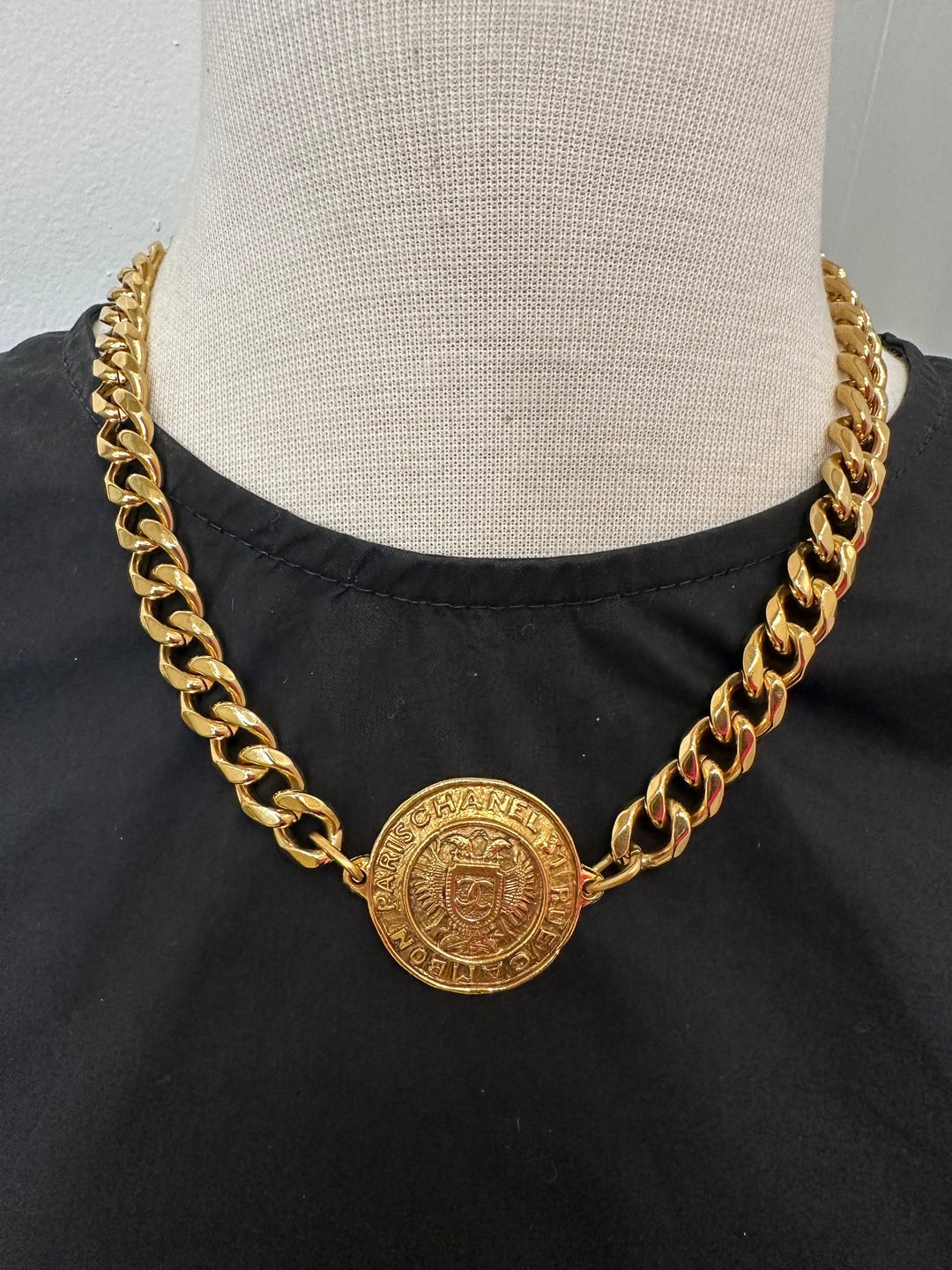 Thick Gold Chain with Circle CC Charm