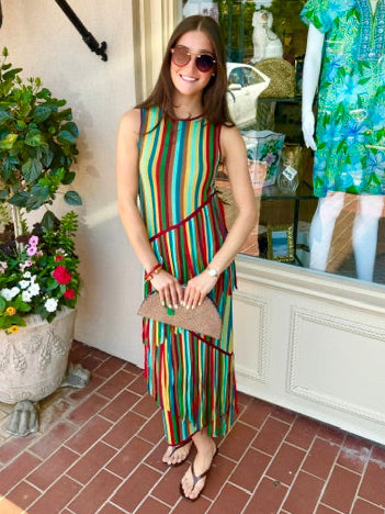 Spiral Knit Dress | Vibrant Stripe