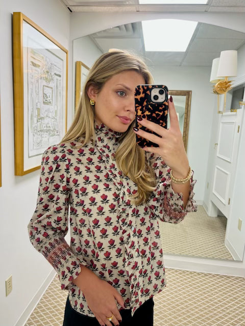 Frilled Button Down | Posy Woodblock