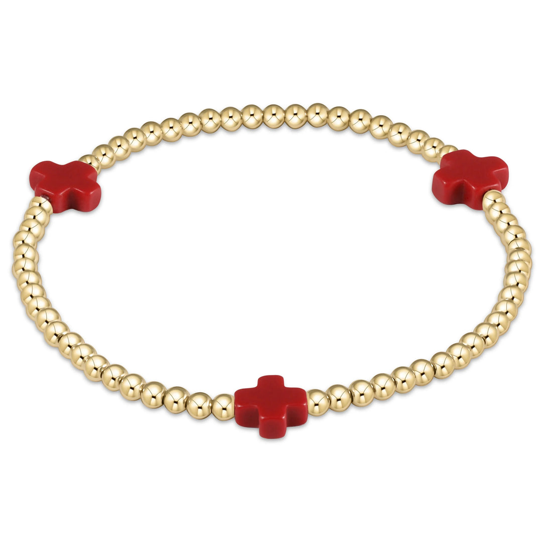 Signature Cross Gold 3mm Bead Bracelet