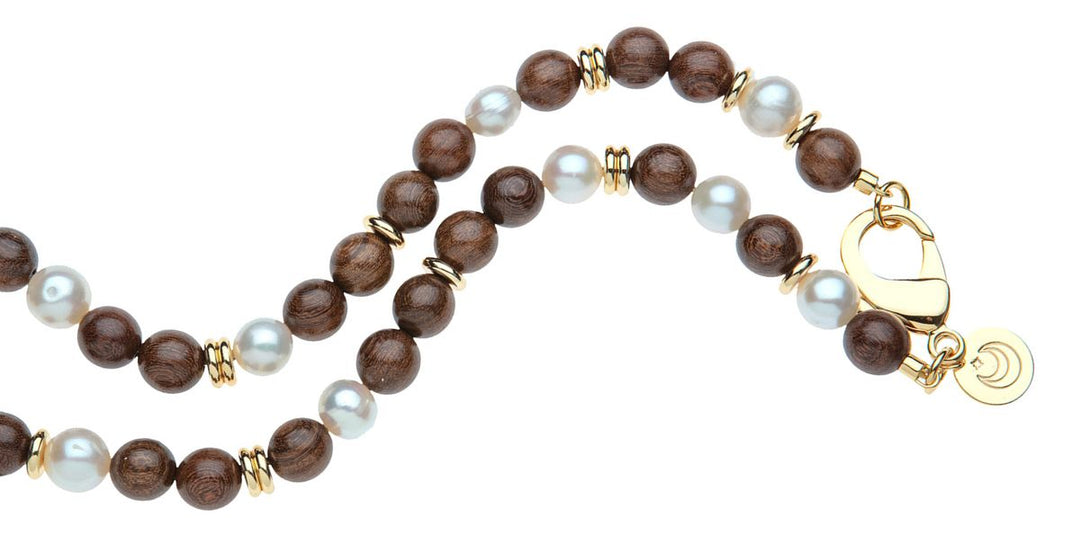 Wood and Pearl Statement Necklace