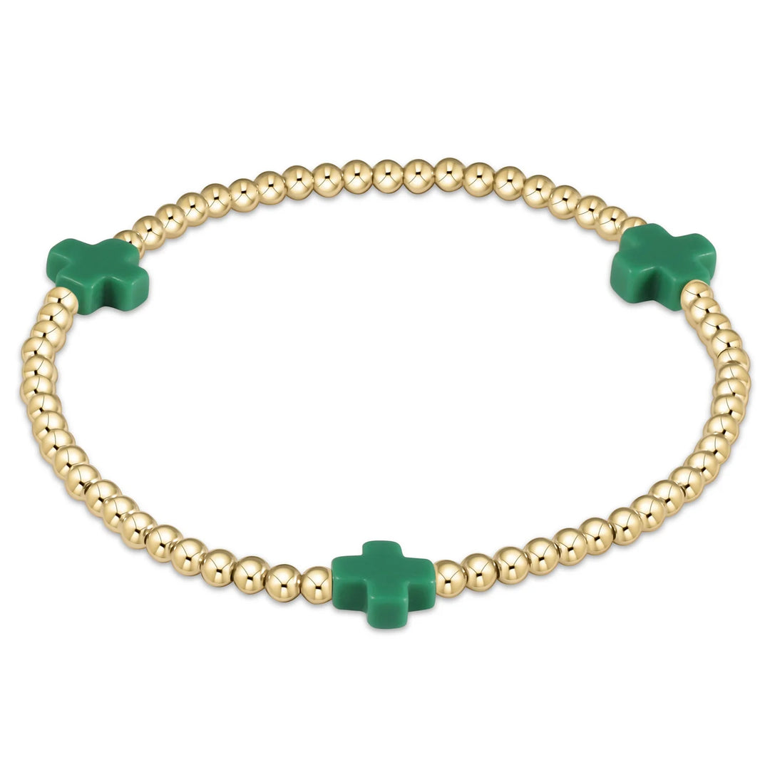 Signature Cross Gold 3mm Bead Bracelet
