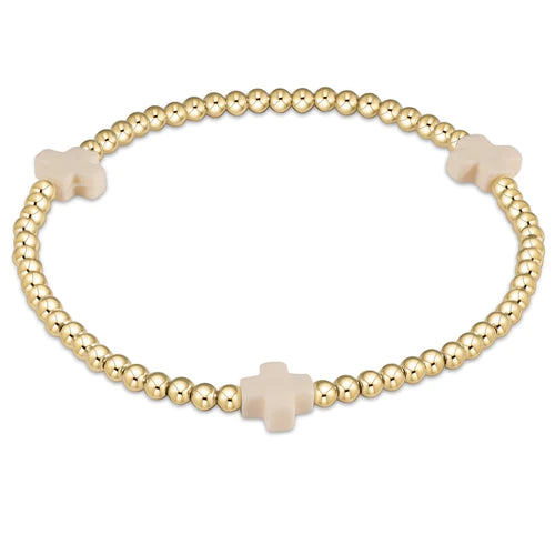 Signature Cross Gold 3mm Bead Bracelet