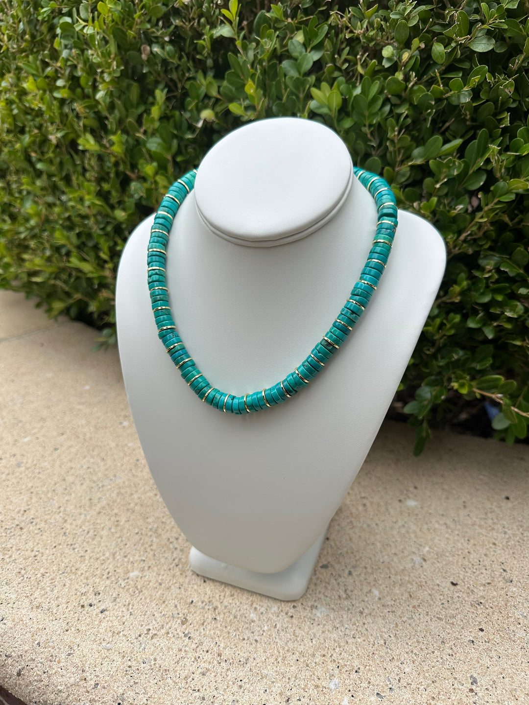 Turquoise & Gold Bead Necklace