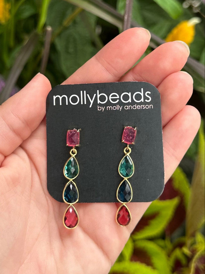Colored Stone Drop Earrings