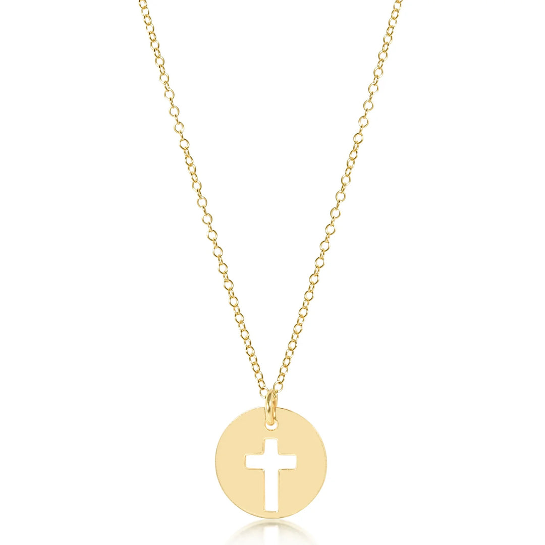 16" Necklace | Blessed Small Gold Disc