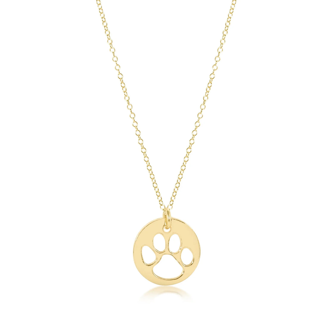 16" Necklace Gold | Paw Print Small Gold Disc