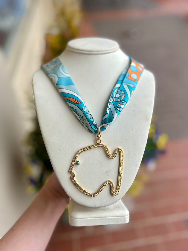 Large Fish Twilly Tie Necklace | Mint Blue