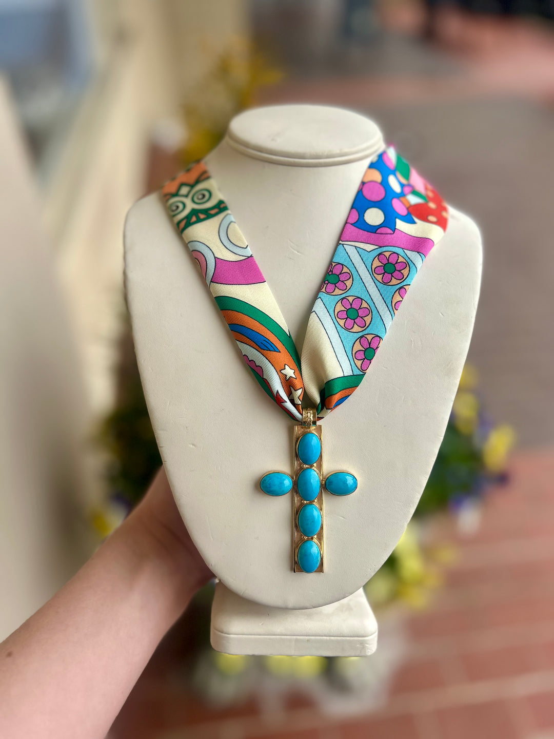 Large Cross Twilly Necklace | Multi