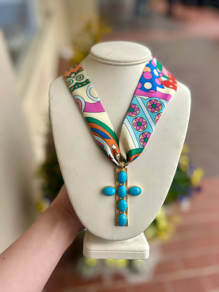 Large Cross Twilly Necklace | Multi