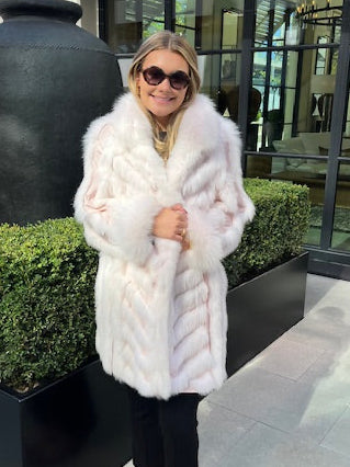 Genuine Fox Fur Reversible Coat | Pink