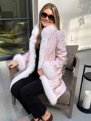 Genuine Fox Fur Reversible Coat | Pink